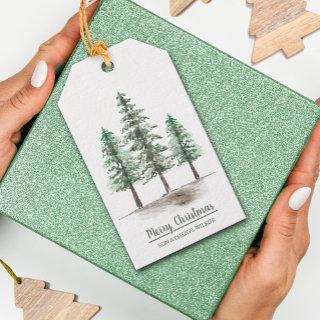 Snowy Pine Trees Christmas Gift Tags