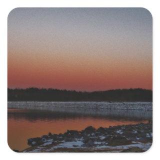 Snowy Sunset at Lake Arrowhead Square Sticker