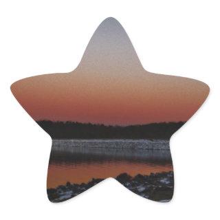 Snowy Sunset at Lake Arrowhead Star Sticker