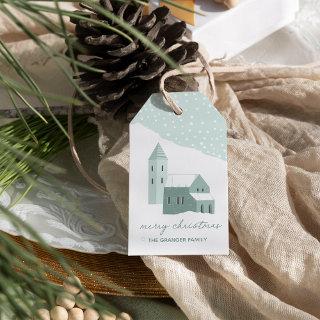 Snowy Village Holiday Gift Tags
