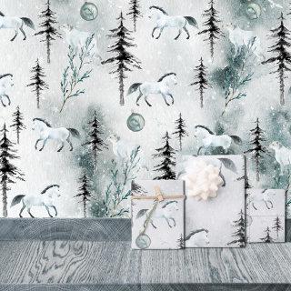 Snowy Winter Woodland White Horse & Arctic Fox  Sheets