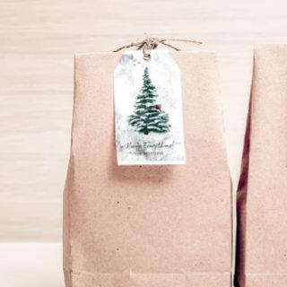 Snowy Woodland Christmas Tree Holiday Gift Tags