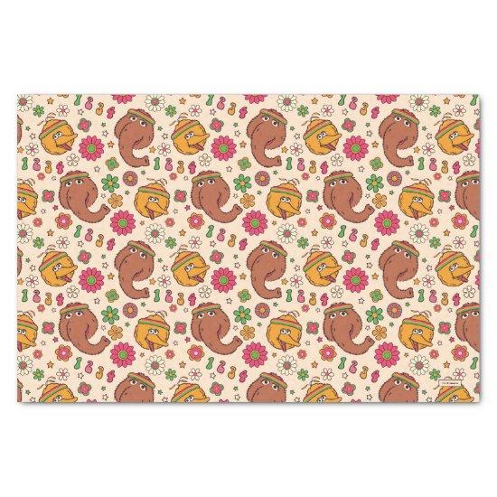 Snuffleupagus and Big Bird Groovy Flower Pattern Tissue Paper