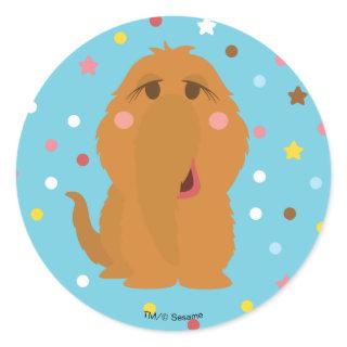 Snuffleupagus Blue Stars & Dots Pattern Classic Round Sticker