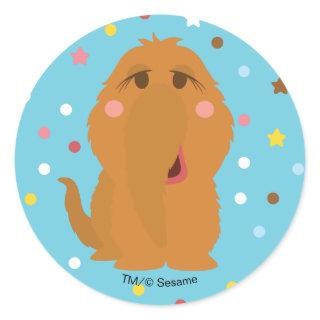 Snuffleupagus Blue Stars & Dots Pattern Classic Round Sticker