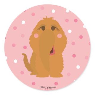 Snuffleupagus Pink Polka Dot Pattern Classic Round Sticker