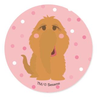 Snuffleupagus Pink Polka Dot Pattern Classic Round Sticker