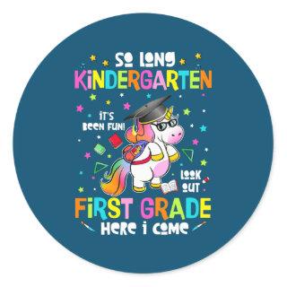 So Long Kindergarten 1st Grade Here I Come Classic Round Sticker