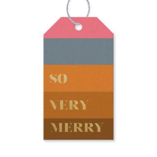 So Very Merry Colorful Rust Stripes Christmas Gift Tags