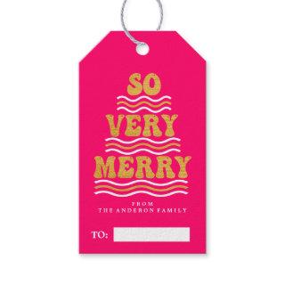 SO VERY MERRY Pink Gold holiday christmas Gift Tags