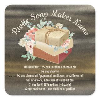 Soap Ingredients Rustic Handmade Square Sticker