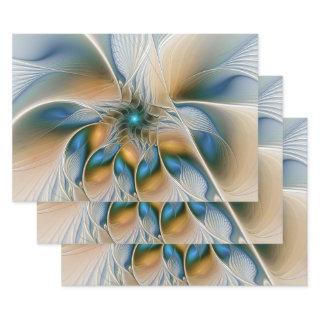 Soaring, Abstract Fantasy Fractal Art With Blue  Sheets