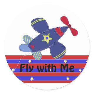 Soaring Airplane Classic Round Sticker