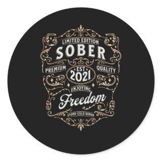 Sober Since 2021 Sobriety Sober Anniversary Classic Round Sticker