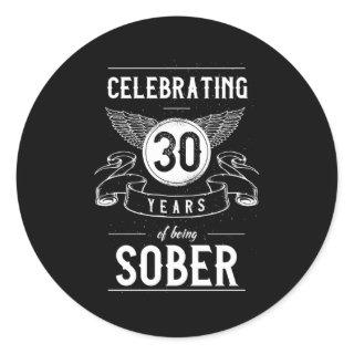Sobriety Recovery Anniversary 30 Years Sober Classic Round Sticker