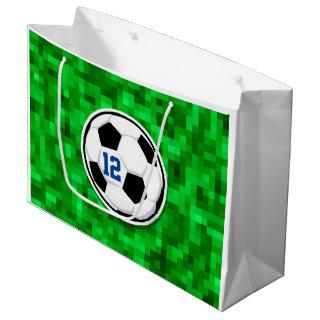 Soccer Ball Team Player Number Green Grass Fun Large Gift Bag