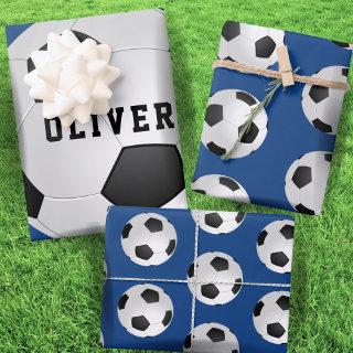 Soccer Football Balls Kids Name Blue Birthday  Sheets