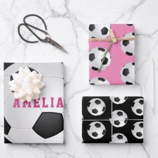 Soccer Football Balls Kids Name Pink Birthday  Sheets