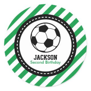 Soccer Football Birthday Baby Shower Party Classic Round Sticker