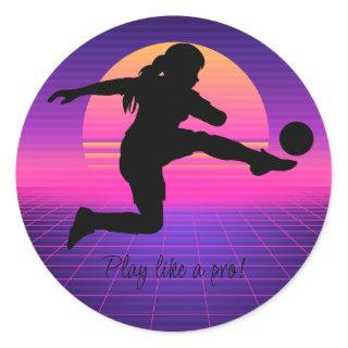 Soccer Girl Player Football Team Classic Round Sticker