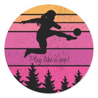 Soccer Girl Player Football Team Classic Round Sticker