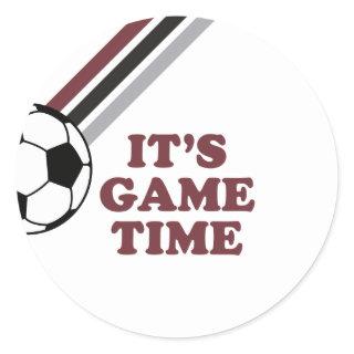 Soccer Maroon Stripes Game Time Birthday Classic Round Sticker