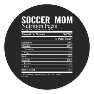 Soccer Mom Nutritional Facts Classic Round Sticker