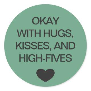 Social distancing color code green wedding classic round sticker