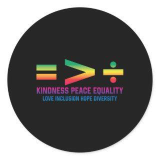 Social Justice Equality Greater Than Division Classic Round Sticker
