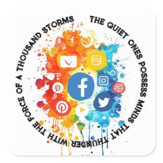 Social Network Icons I Quote Silence and Mind Square Sticker
