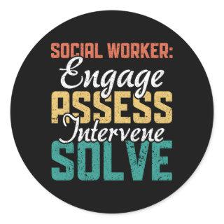 Social Worker Ene Assess Intervene Solve Classic Round Sticker