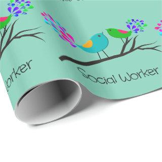 Social Worker Gift Wrap Vintage Birds