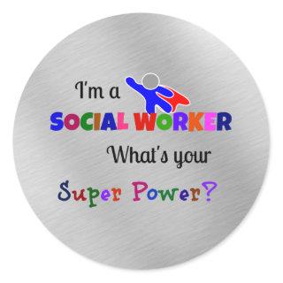 Social Worker Superhero Fun Design Classic Round Sticker