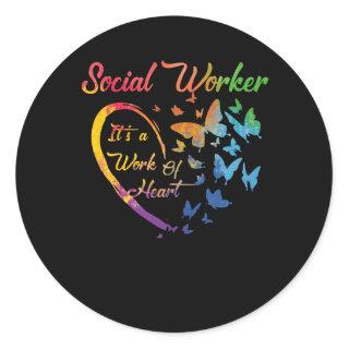 Social Worker Support It_s A Work of Heart Colorfu Classic Round Sticker