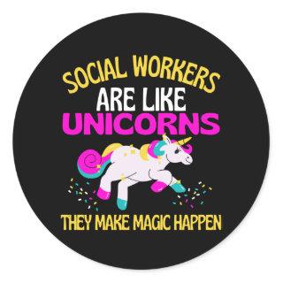 Social Worker Unicorn , Magical Unicorn caregivers Classic Round Sticker