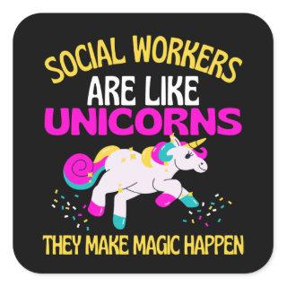 Social Worker Unicorn , Magical Unicorn caregivers Square Sticker