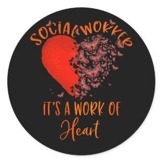 Social Worker Work of Heart Butterfly Classic Round Sticker