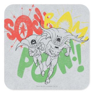 SOCK BAM POW Batman and Robin Square Sticker
