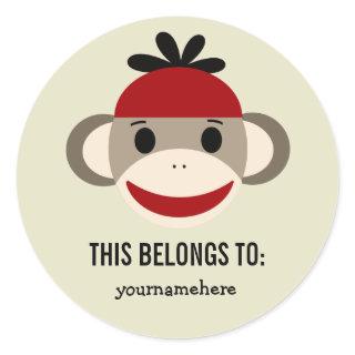 Sock Monkey THIS BELONGS TO Stickers