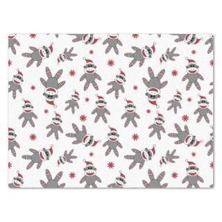 Sock Monkey Wearing Santa Hat Christmas Pattern Tissue Paper