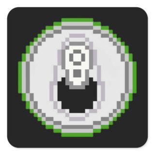 Soda Pop Can Pixel Art - Green Square Sticker