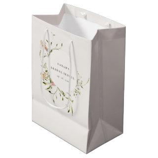 Soft Blush Meadow Floral Wreath Bridal Shower Medium Gift Bag