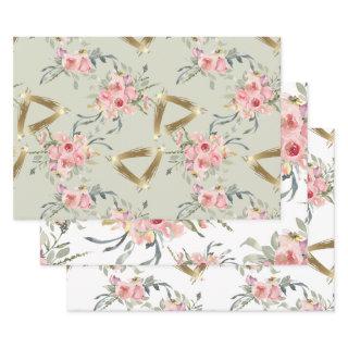 Soft Blush Pink Gold Floral Wedding  Sheets
