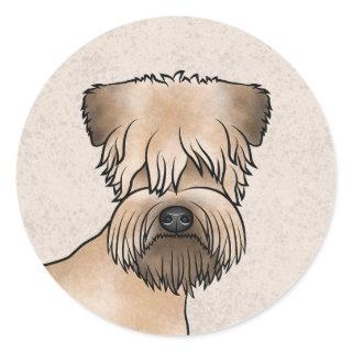 Soft-Coated Wheaten Terrier Cute Dog Head On Beige Classic Round Sticker