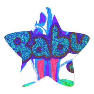 Soft Cyan Blue Flower Art: A Baby's Touch.  Star Sticker