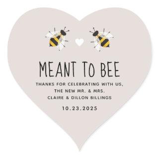 Soft Greige Meant to Bee Honey Wedding Favor Heart Sticker