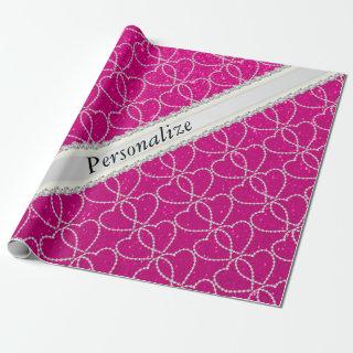 Soft Hot Pink Glitter Diamond Heart Patterns