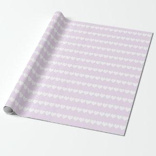 Soft Lilac and White Heart Stripes