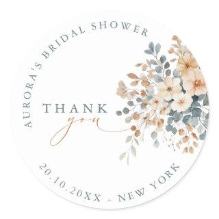 Soft Muted Earthy Tone  Bridal shower thank you Classic Round Sticker