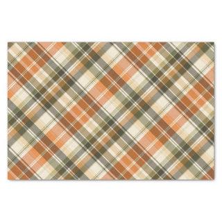 Soft Orange, Green & Cream Plaid  Tissue Paper